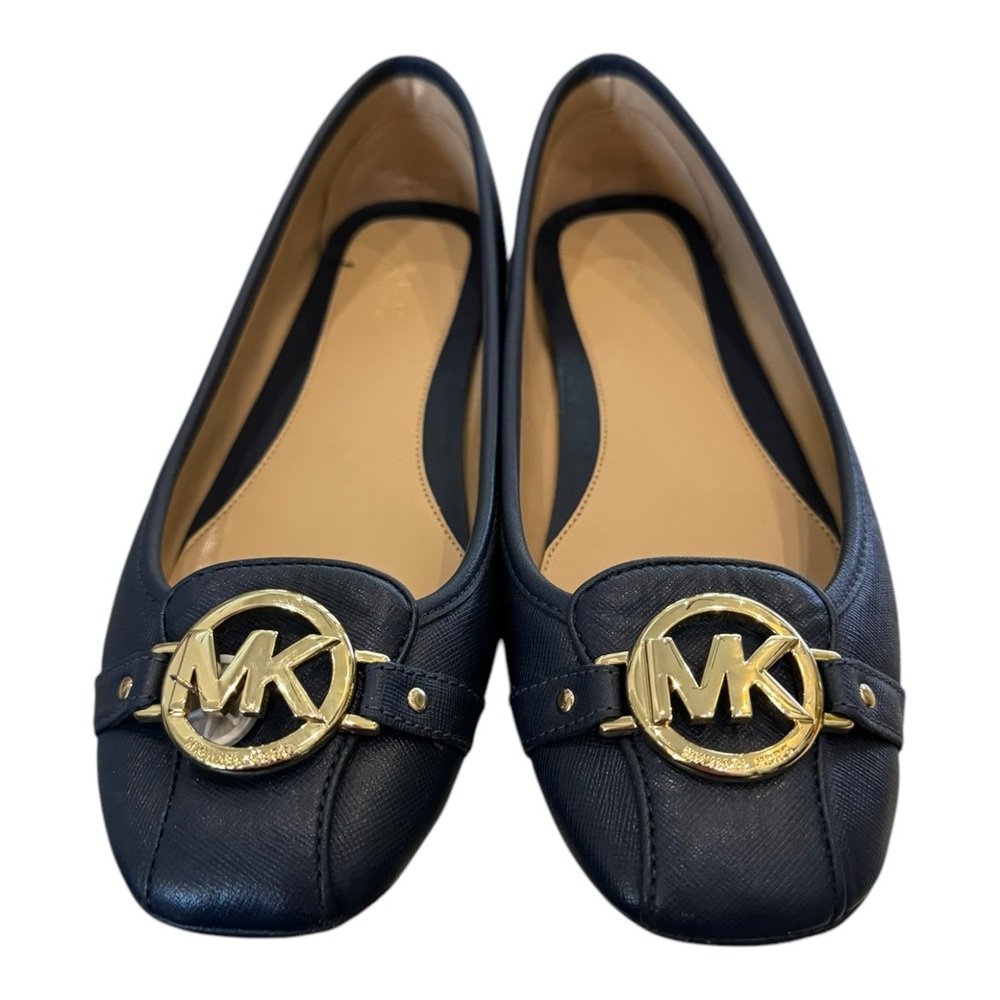 Michael Kors Women's Navy Leather Slp-on Ballet Flats 9 - Picture 5 of 8